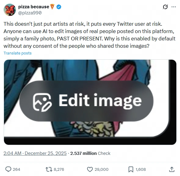 X new feature AI image edit