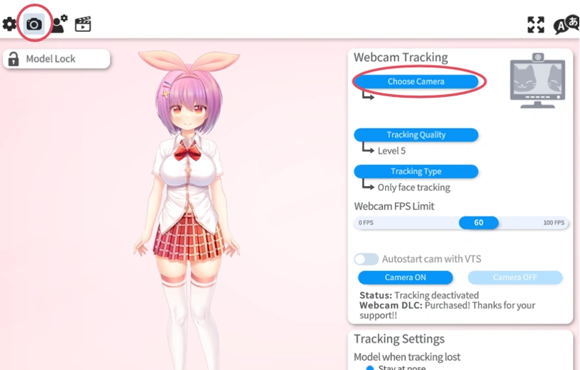 VTuber model webcam tracking