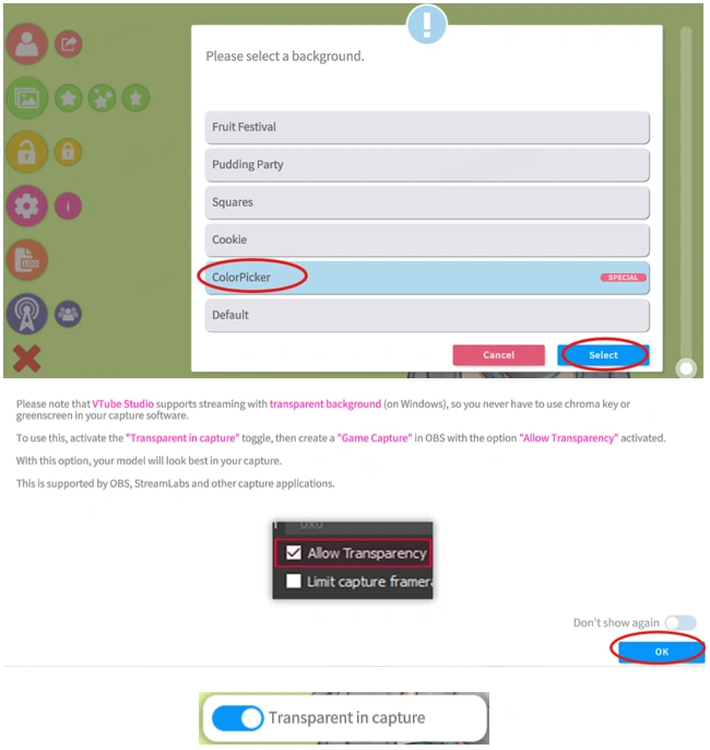 VTS transparent background settings-en
