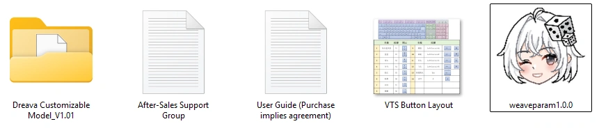 Dreava Customizable Model unzipped files overview &ndash; model folder, TXT, plugin