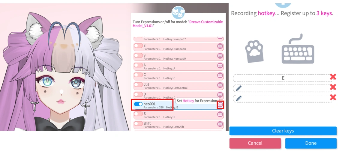 Set hotkey for Dreava model &ndash; step 2 keypad settings