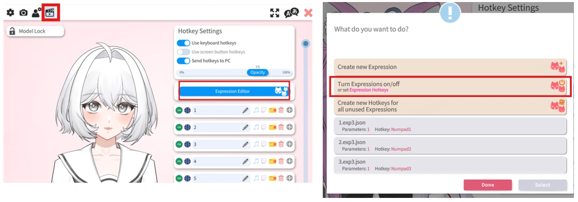 Set hotkey for Dreava model expression in VTS &ndash; step 1