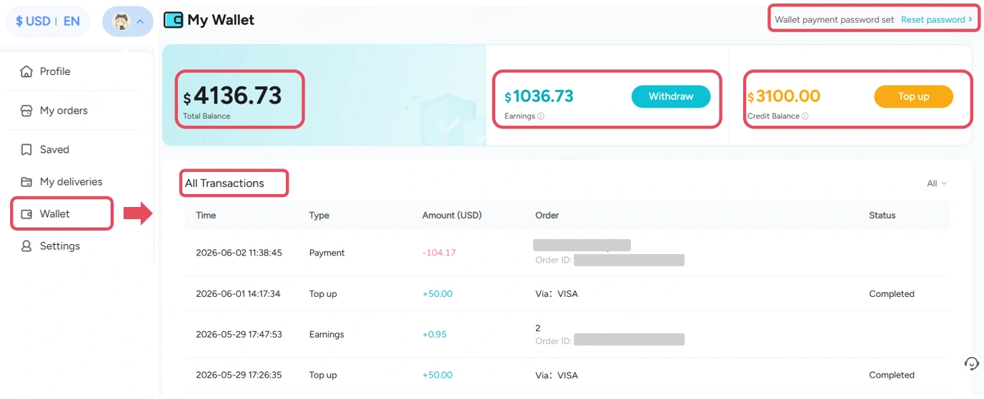 Wallet interface guide - en